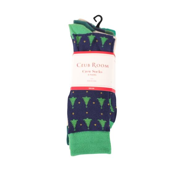 Club Room 4-Pair Mens Crew Socks - Christmas Patterns - Green/Blue - NWT - Picture 2 of 3